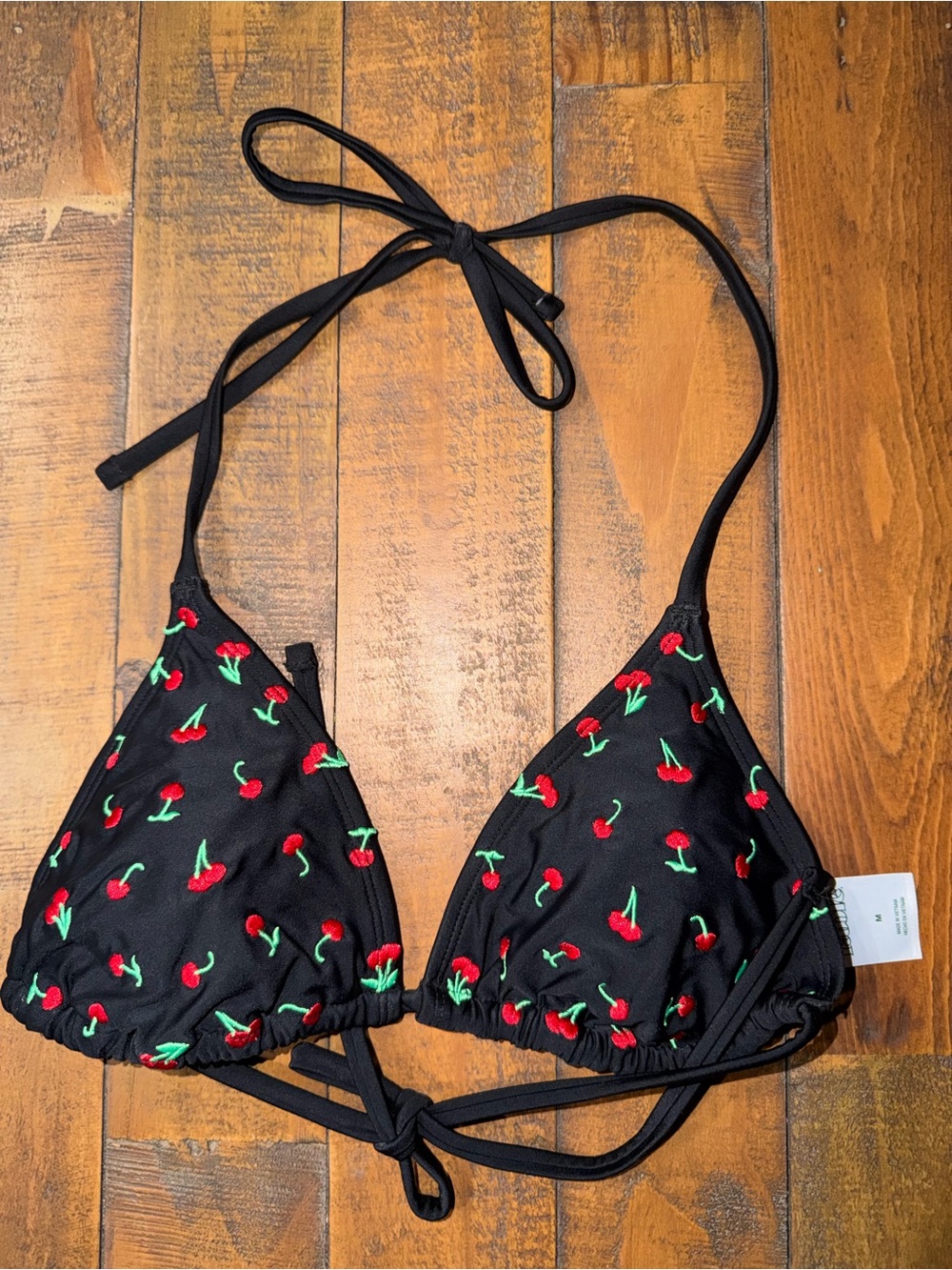 Target Black Cherry Print Triangle Bikini Top